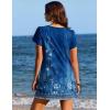 Ekouaer Swimsuit Coverup for Women 2026 Petal Short Sleeve Bathing Suit Cover Ups Summer T Shirt Dress Flowy Sundresses(Blue Floral)