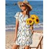 Ekouaer Swimsuit Coverup for Women 2026 Petal Short Sleeve Bathing Suit Cover Ups Summer T Shirt Dress Flowy Sundresses(Floral Multi Leaf)