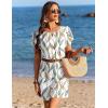 Ekouaer Swimsuit Coverup for Women 2026 Petal Short Sleeve Bathing Suit Cover Ups Summer T Shirt Dress Flowy Sundresses(Floral Multi Leaf)