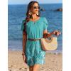 Ekouaer Swimsuit Coverup for Women 2026 Petal Short Sleeve Bathing Suit Cover Ups Summer T Shirt Dress Flowy Sundresses(Green Floral)