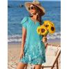 Ekouaer Swimsuit Coverup for Women 2026 Petal Short Sleeve Bathing Suit Cover Ups Summer T Shirt Dress Flowy Sundresses(Green Floral)
