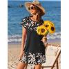 Ekouaer Swimsuit Coverup for Women 2026 Petal Short Sleeve Bathing Suit Cover Ups Summer T Shirt Dress Flowy Sundresses(Leaf Khaki Black)
