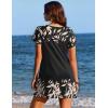 Ekouaer Swimsuit Coverup for Women 2026 Petal Short Sleeve Bathing Suit Cover Ups Summer T Shirt Dress Flowy Sundresses(Leaf Khaki Black)