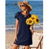 Ekouaer Swimsuit Coverup for Women 2026 Petal Short Sleeve Bathing Suit Cover Ups Summer T Shirt Dress Flowy Sundresses(Navy Blue)