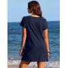 Ekouaer Swimsuit Coverup for Women 2026 Petal Short Sleeve Bathing Suit Cover Ups Summer T Shirt Dress Flowy Sundresses(Navy Blue)