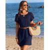 Ekouaer Swimsuit Coverup for Women 2026 Petal Short Sleeve Bathing Suit Cover Ups Summer T Shirt Dress Flowy Sundresses(Navy Blue)