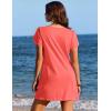 Ekouaer Swimsuit Coverup for Women 2026 Petal Short Sleeve Bathing Suit Cover Ups Summer T Shirt Dress Flowy Sundresses(Orange Pink)