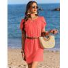 Ekouaer Swimsuit Coverup for Women 2026 Petal Short Sleeve Bathing Suit Cover Ups Summer T Shirt Dress Flowy Sundresses(Orange Pink)