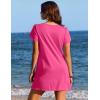 Ekouaer Swimsuit Coverup for Women 2026 Petal Short Sleeve Bathing Suit Cover Ups Summer T Shirt Dress Flowy Sundresses(Rose Red)