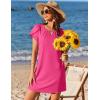 Ekouaer Swimsuit Coverup for Women 2026 Petal Short Sleeve Bathing Suit Cover Ups Summer T Shirt Dress Flowy Sundresses(Rose Red)