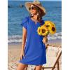 Ekouaer Swimsuit Coverup for Women 2026 Petal Short Sleeve Bathing Suit Cover Ups Summer T Shirt Dress Flowy Sundresses(Sapphire Blue)