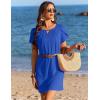 Ekouaer Swimsuit Coverup for Women 2026 Petal Short Sleeve Bathing Suit Cover Ups Summer T Shirt Dress Flowy Sundresses(Sapphire Blue)