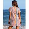 Ekouaer Swimsuit Coverup for Women 2026 Petal Short Sleeve Bathing Suit Cover Ups Summer T Shirt Dress Flowy Sundresses(Striped Ribbon)