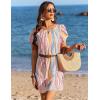 Ekouaer Swimsuit Coverup for Women 2026 Petal Short Sleeve Bathing Suit Cover Ups Summer T Shirt Dress Flowy Sundresses(Striped Ribbon)