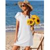 Ekouaer Swimsuit Coverup for Women 2026 Petal Short Sleeve Bathing Suit Cover Ups Summer T Shirt Dress Flowy Sundresses(White)