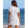 Ekouaer Swimsuit Coverup for Women 2026 Petal Short Sleeve Bathing Suit Cover Ups Summer T Shirt Dress Flowy Sundresses(White)
