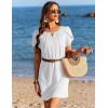 Ekouaer Swimsuit Coverup for Women 2026 Petal Short Sleeve Bathing Suit Cover Ups Summer T Shirt Dress Flowy Sundresses(White)