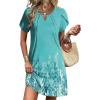 Ekouaer Swimsuit Coverup for Women 2026 Petal Short Sleeve Bathing Suit Cover Ups Summer T Shirt Dress Flowy Sundresses(Green Floral)