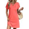 Ekouaer Swimsuit Coverup for Women 2026 Petal Short Sleeve Bathing Suit Cover Ups Summer T Shirt Dress Flowy Sundresses(Orange Pink)