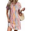 Ekouaer Swimsuit Coverup for Women 2026 Petal Short Sleeve Bathing Suit Cover Ups Summer T Shirt Dress Flowy Sundresses(Striped Ribbon)