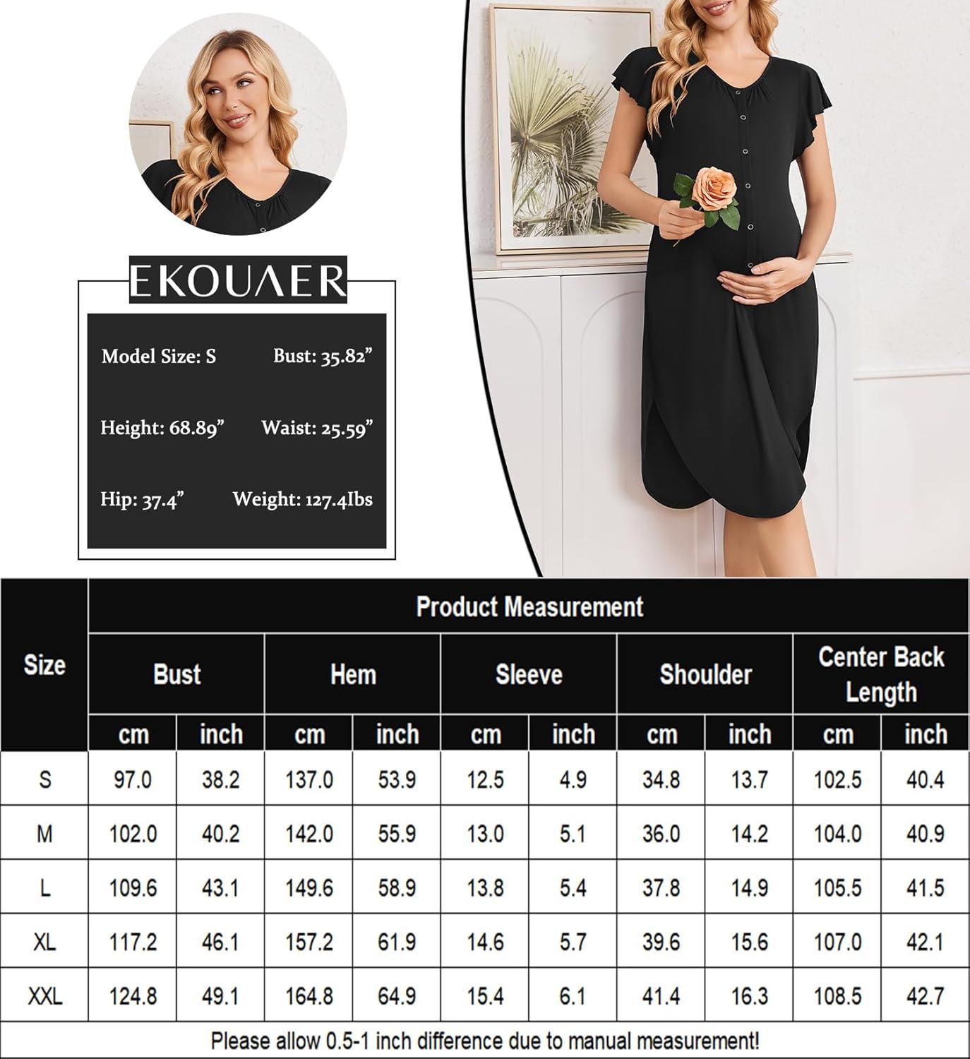 imageEkouaer Labor and Delivery Gown 3 in 1 NursingHospitalBreastfeedingMaternity Flying Short Sleeve Nightgown with ButtonArmy Green