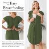 Ekouaer Labor and Delivery Gown 3 in 1 Nursing/Hospital/Breastfeeding/Maternity Flying Short Sleeve Nightgown with Button(Army Green)