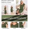 Ekouaer Labor and Delivery Gown 3 in 1 Nursing/Hospital/Breastfeeding/Maternity Flying Short Sleeve Nightgown with Button(Army Green)