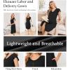 Ekouaer Labor and Delivery Gown 3 in 1 Nursing/Hospital/Breastfeeding/Maternity Flying Short Sleeve Nightgown with Button(Black)