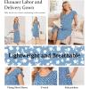 Ekouaer Labor and Delivery Gown 3 in 1 Nursing/Hospital/Breastfeeding/Maternity Flying Short Sleeve Nightgown with Button(Blue Flower)