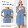 Ekouaer Labor and Delivery Gown 3 in 1 Nursing/Hospital/Breastfeeding/Maternity Flying Short Sleeve Nightgown with Button(Blue Flower)