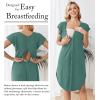 Ekouaer Labor and Delivery Gown 3 in 1 Nursing/Hospital/Breastfeeding/Maternity Flying Short Sleeve Nightgown with Button(Celadon Green)