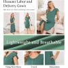 Ekouaer Labor and Delivery Gown 3 in 1 Nursing/Hospital/Breastfeeding/Maternity Flying Short Sleeve Nightgown with Button(Celadon Green)