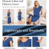 Ekouaer Labor and Delivery Gown 3 in 1 Nursing/Hospital/Breastfeeding/Maternity Flying Short Sleeve Nightgown with Button(Dark Blue)