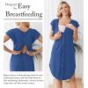 Ekouaer Labor and Delivery Gown 3 in 1 Nursing/Hospital/Breastfeeding/Maternity Flying Short Sleeve Nightgown with Button(Dark Blue)