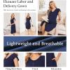 Ekouaer Labor and Delivery Gown 3 in 1 Nursing/Hospital/Breastfeeding/Maternity Flying Short Sleeve Nightgown with Button(Navy Blue)