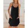 Ekouaer Nightgowns for Women Spaghetti Strap Sleepwear Sleeveless Sleep Dress with Pockets(Black)