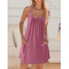 Ekouaer Nightgowns for Women Spaghetti Strap Sleepwear Sleeveless Sleep Dress with Pockets(Peach Red)