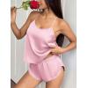 Ekouaer Silk Pajamas Set for Women Satin Backless Lingerie Pjs Cami Top and Shorts Nightwear(Noble Pink)