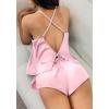 Ekouaer Silk Pajamas Set for Women Satin Backless Lingerie Pjs Cami Top and Shorts Nightwear(Noble Pink)