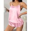 Ekouaer Silk Pajamas Set for Women Satin Backless Lingerie Pjs Cami Top and Shorts Nightwear(Noble Pink)