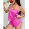 Ekouaer Silk Pajamas Set for Women Satin Backless Lingerie Pjs Cami Top and Shorts Nightwear(Noble Rose Red)
