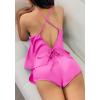 Ekouaer Silk Pajamas Set for Women Satin Backless Lingerie Pjs Cami Top and Shorts Nightwear(Noble Rose Red)