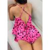 Ekouaer Silk Pajamas Set for Women Satin Backless Lingerie Pjs Cami Top and Shorts Nightwear(Print-blackpink Leopard)