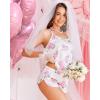 Ekouaer Silk Pajamas Set for Women Satin Backless Lingerie Pjs Cami Top and Shorts Nightwear(Print-pink Hydrangea)