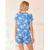 Ekouaer 2 Pack Womens Pajama Sets Short Sleeve Sleepwear Soft Crew Neck Pj Shorts Set Printed Loungewear Set S-XXL(Pink Leopard/Blue Floral)