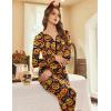 Ekouaer Christmas Onesie for Women Hooded Jumpsuit Long Sleeve Zip Up One Piece Pajamas Novelty Sleepwear(Halloween Pumpkin Print)