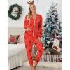 Ekouaer Christmas Onesies for Women Zipper Hooded Onesie Pajamas Adult Soft One Piece Pajama with Pockets(Symbol)