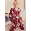 Ekouaer Pajamas Women’s Long Sleeve Sleepwear Soft Button Down Loungewear Pjs Lounge Set Nightwear XS-XXL(Floral Wine)
