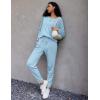 Ekouaer Pajamas Women’s Waffle Knit Sleepwear Long Sleeve Top with Pants Casual Pjs Loungewear Set S-XXL(Baby Blue)