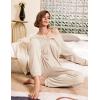 Ekouaer Pajamas Women’s Waffle Knit Sleepwear Long Sleeve Top with Pants Casual Pjs Loungewear Set S-XXL(Beige)